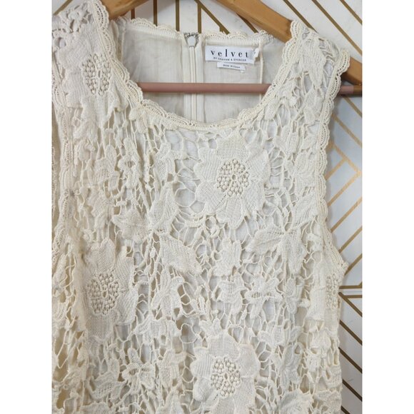 Velvet by Graham & Spencer Women's Boho Crotchet Overlay Tank Beachy Size P - Picture 3 of 6